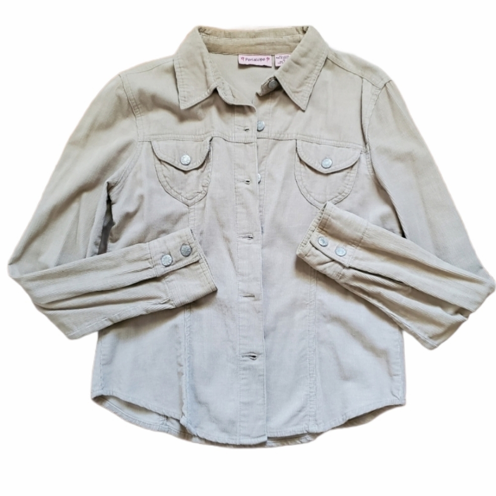2000s Y2K Periscope Tan Beige Corduroy Jacket Size Medium
